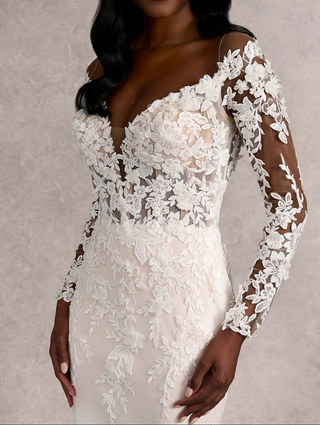 Romantic Vintage Inspired Lace Wedding Dress | Long Sleeve Mermaid Gown for Your Dream Day