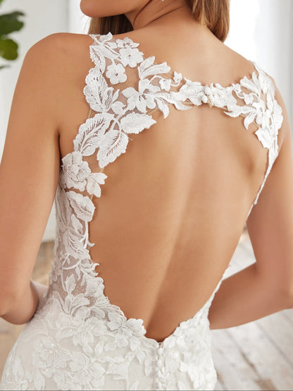 Luxury Deep V Lace Wedding Dress | Slim Mermaid Bridal Gown