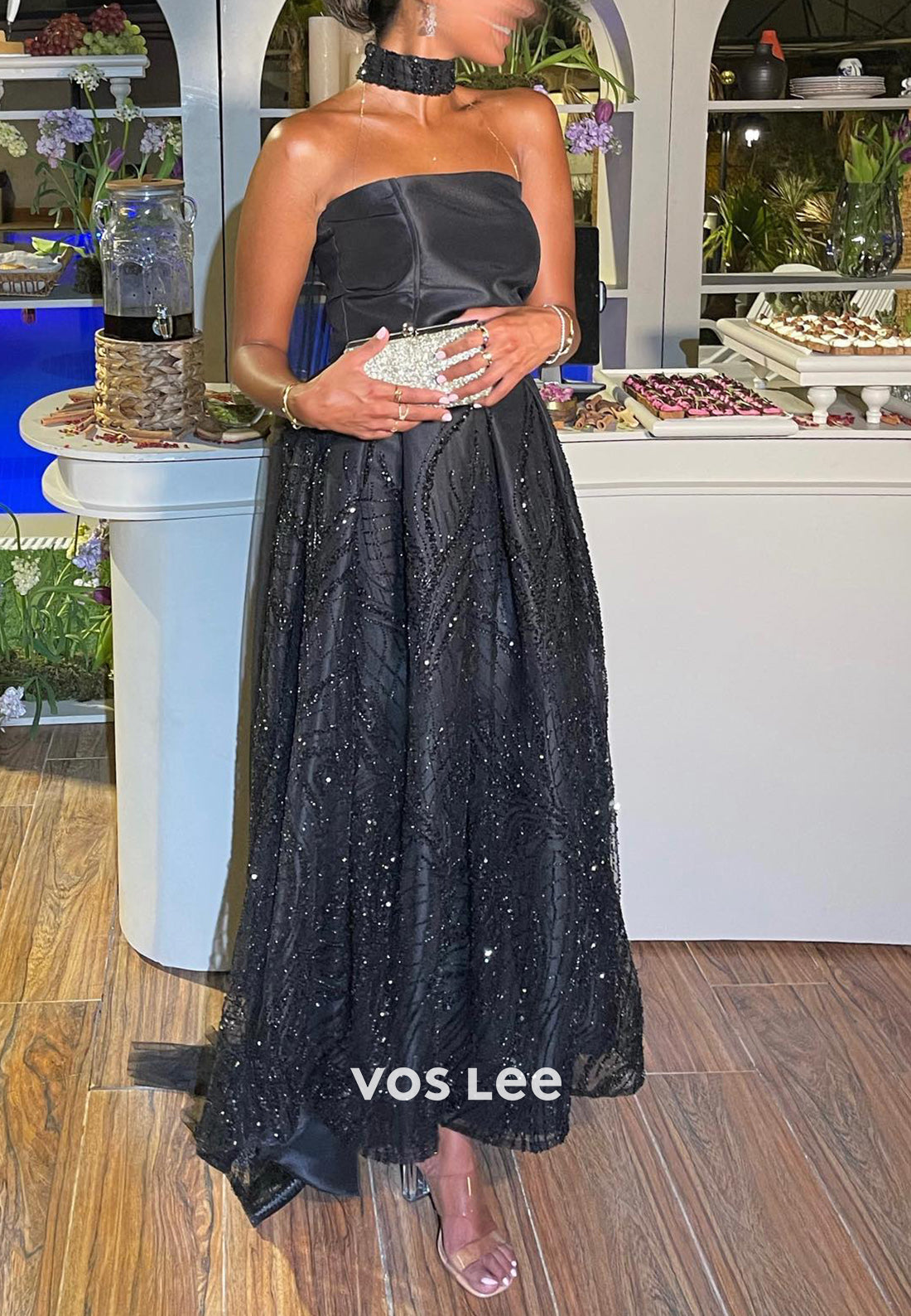 Classic & Timeless A-Line Strapless Beading Pleated Ankle-Length Evening Dresses