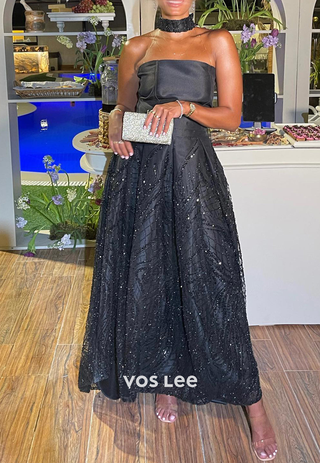 Classic & Timeless A-Line Strapless Beading Pleated Ankle-Length Evening Dresses