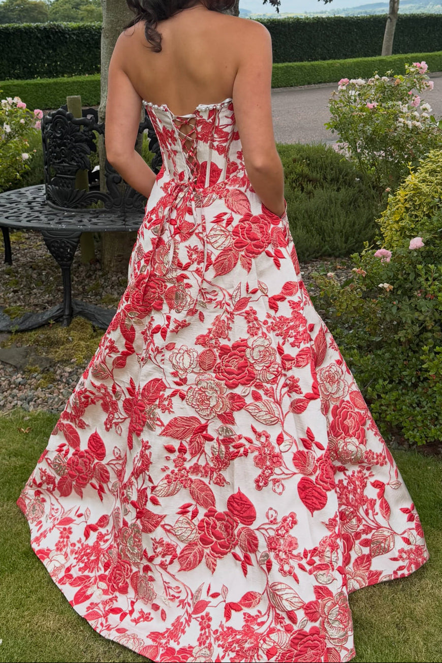 Brocade Corset Ball Gown with Pockets