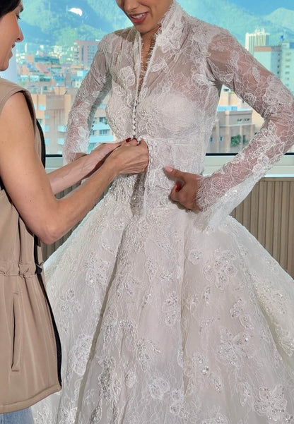 Convertible Lace Corset Ball Gown Wedding Dress