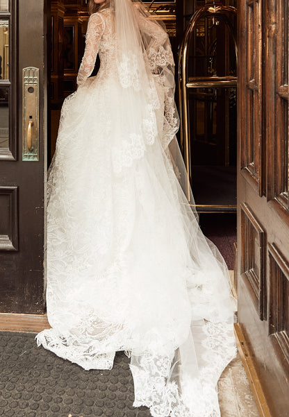 Lace A-Line Wedding Dress with Long Sleeves