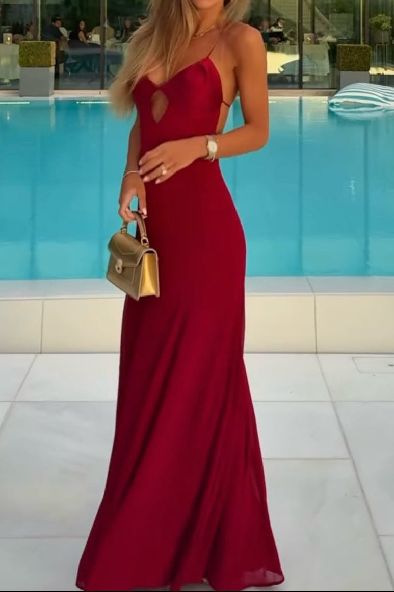 Cutout Backless Maxi Dress with Ring Detail
