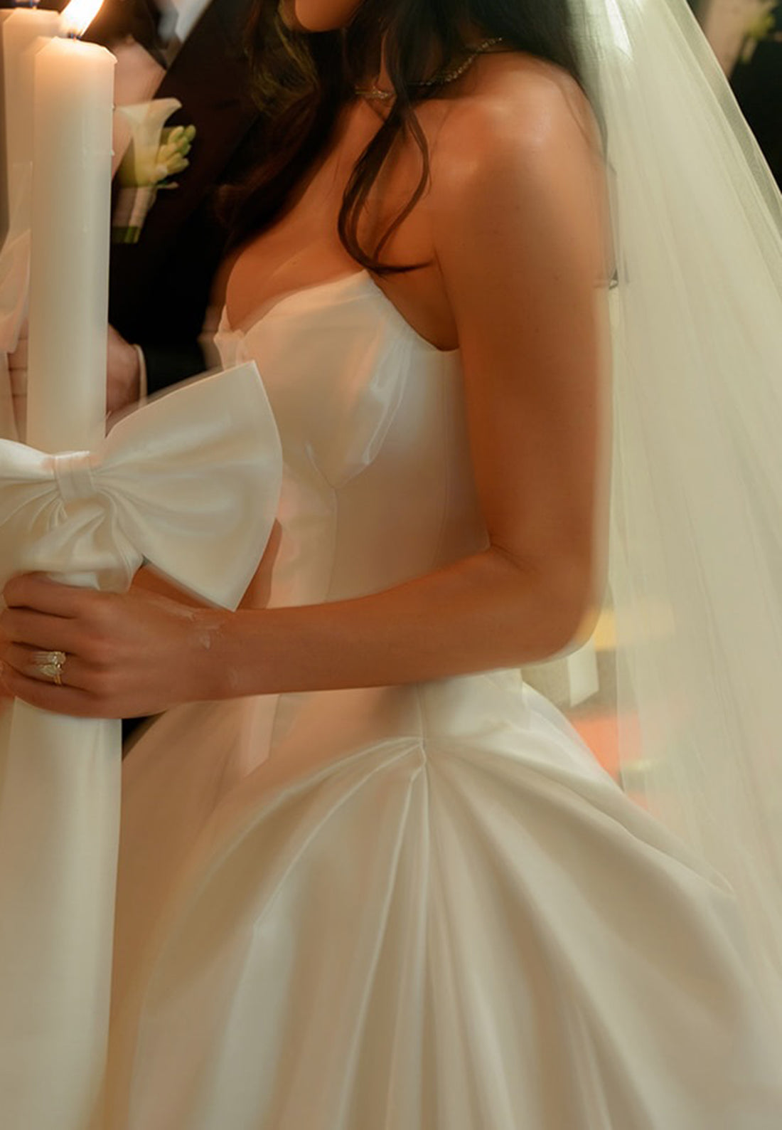 Strapless Corset Satin Ball Gown Wedding Dress