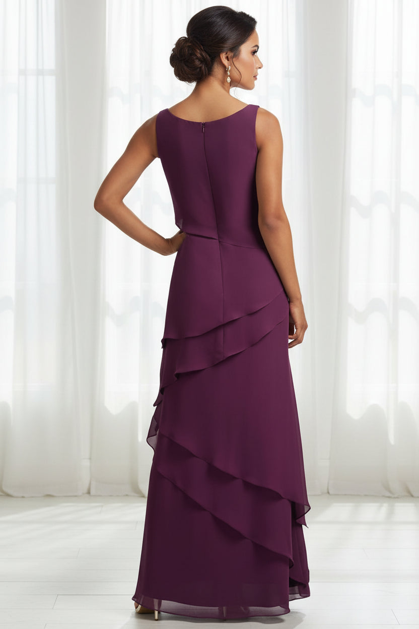 Tiered Chiffon Evening Gown with Matching Jacket