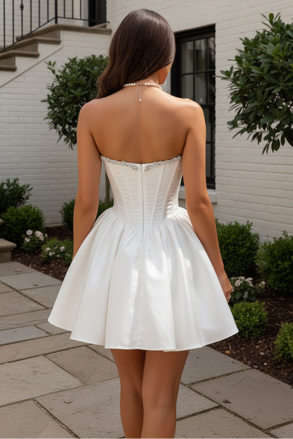 Corset Mini Dress with Embellished Neckline