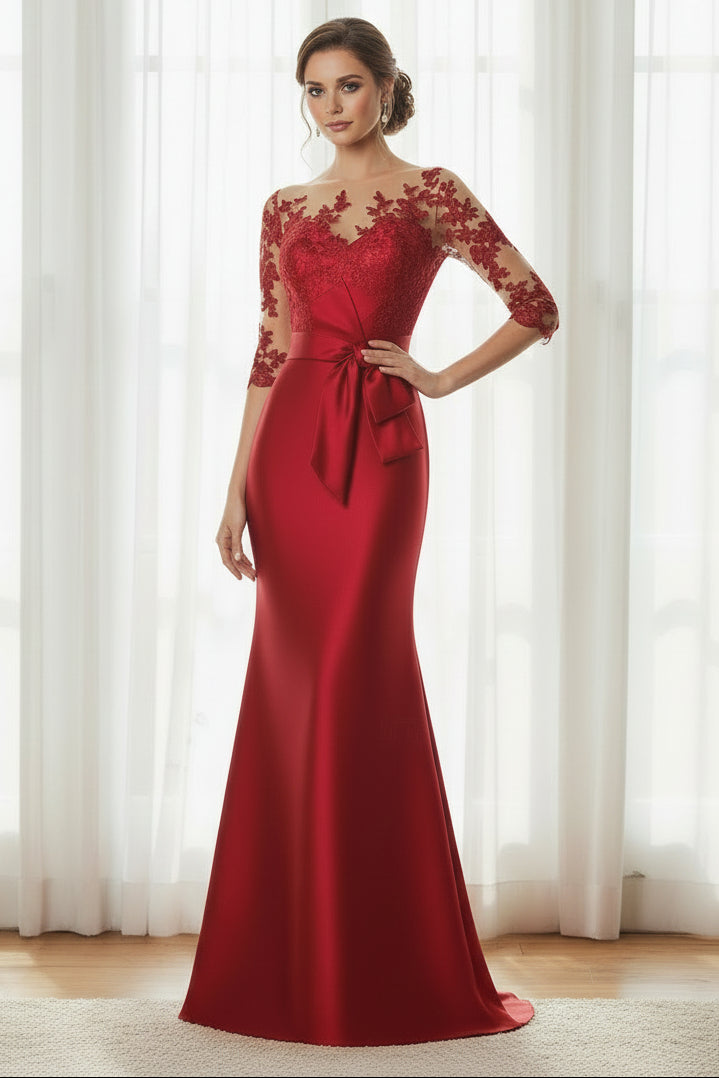 Illusion Lace Mermaid Evening Gown