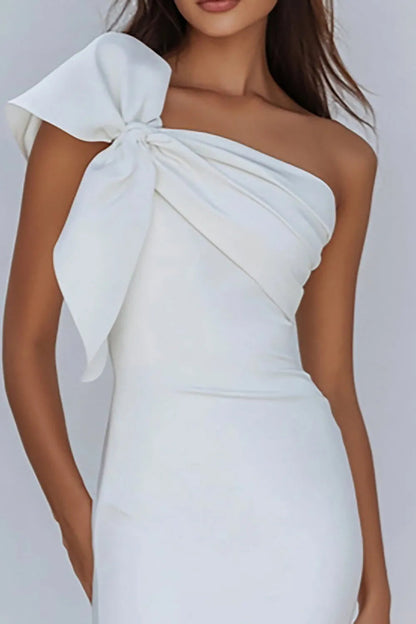 One Shoulder Bow Mini Dress