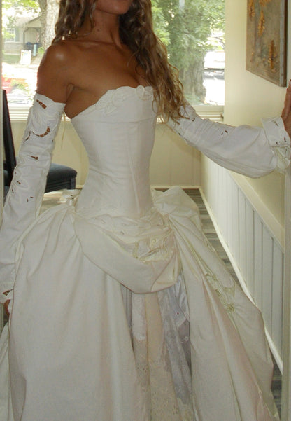 Corset Ball Gown Wedding Dress with Cutout Sleeves
