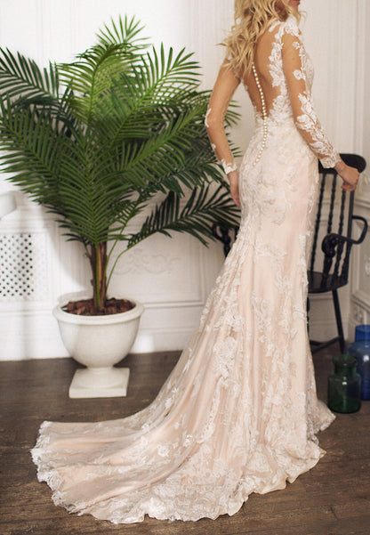Long Sleeve Lace Mermaid Wedding Dress