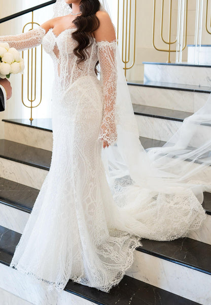 Illusion Corset Mermaid Lace Wedding Dress