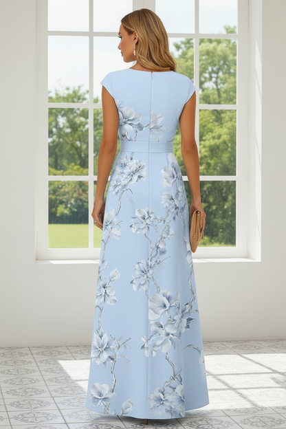 Floral V-Neck A-Line Maxi Dress
