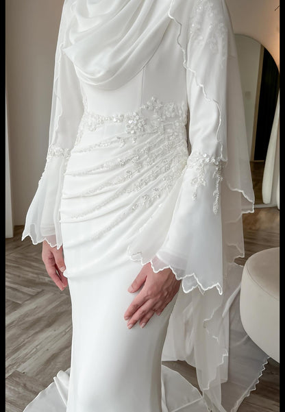 Modest Mermaid Wedding Dress with Bell Sleeves