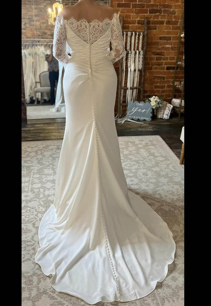 Off-the-Shoulder Lace Long Sleeve Wedding Dress