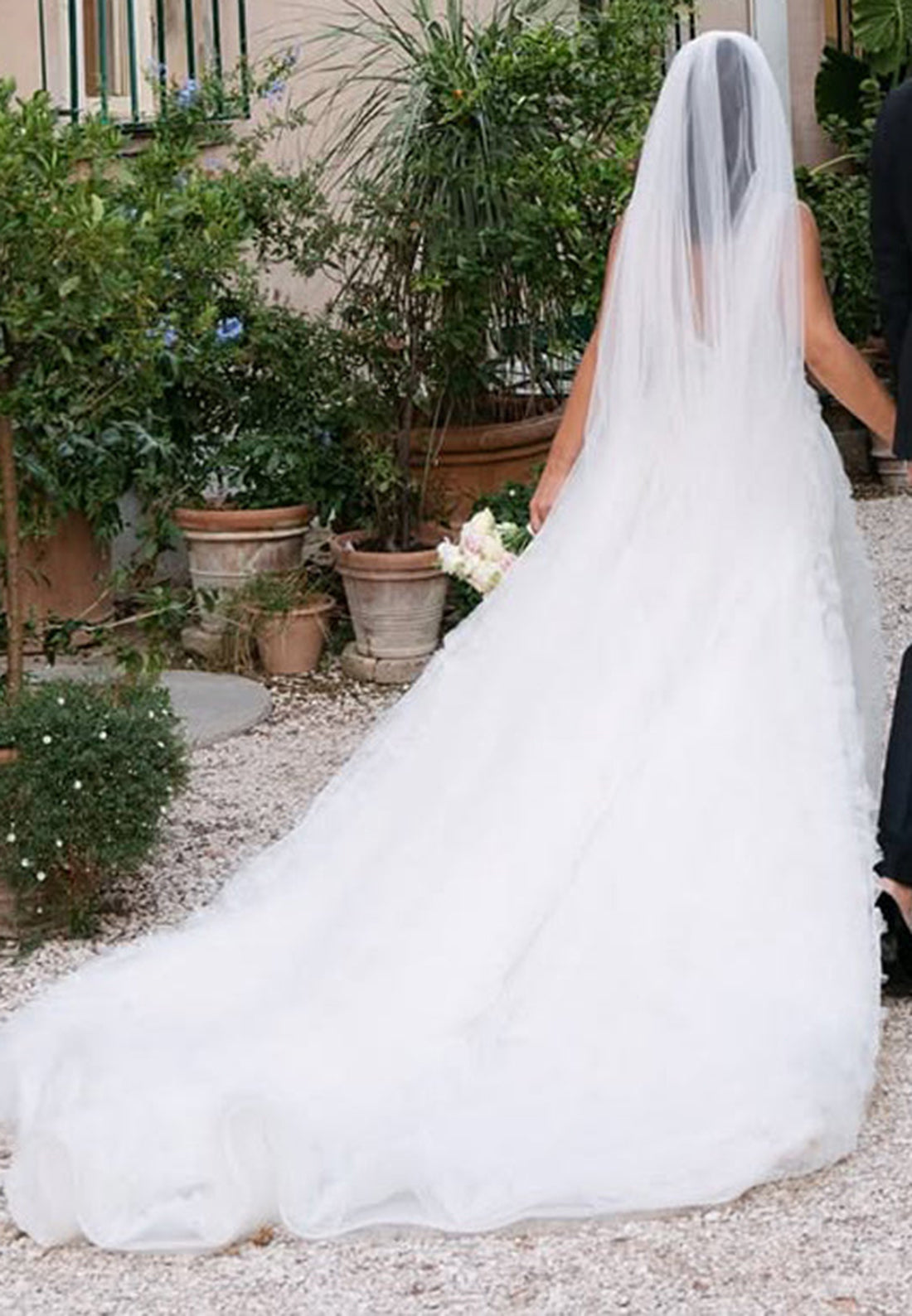 Deep V-Neck Textured Tulle A-Line Wedding Dress