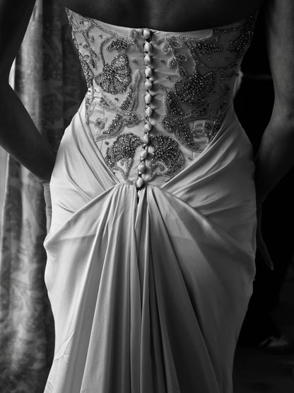 Embellished Corset Satin Wedding Dress