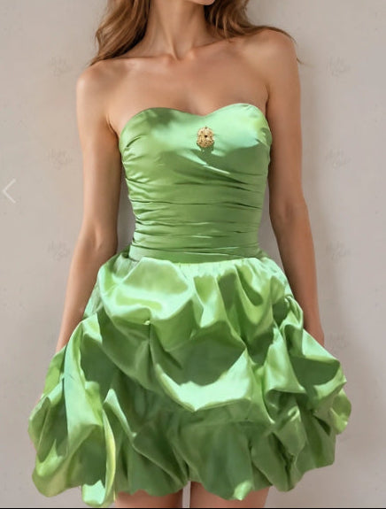 Strapless Bubble Skirt Mini Dress with Sweetheart Neckline