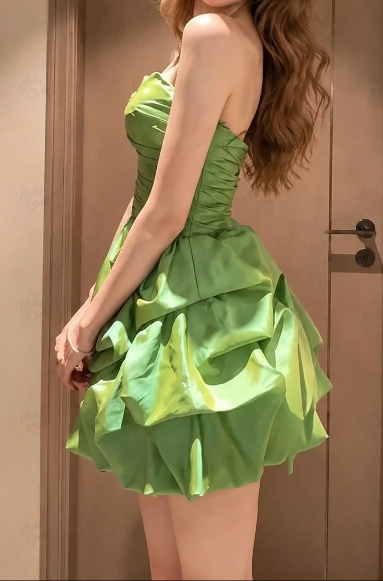 Strapless Bubble Skirt Mini Dress with Sweetheart Neckline