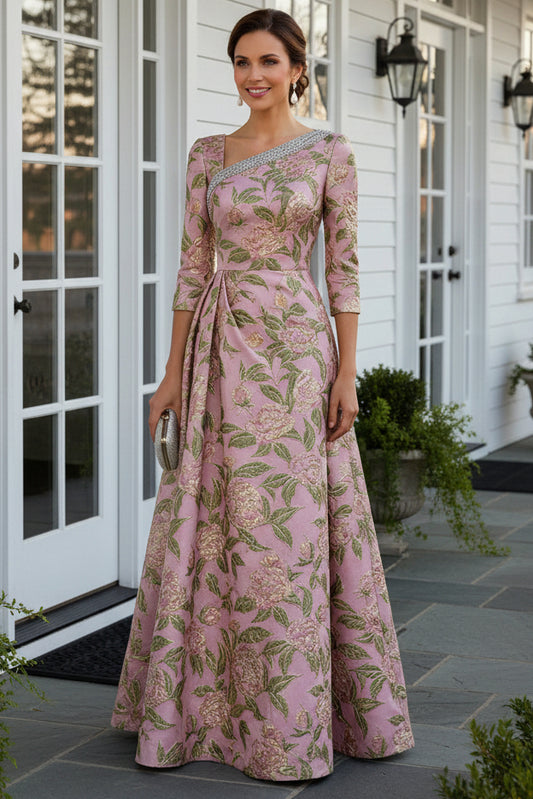 Asymmetrical Jacquard A-Line Evening Dress