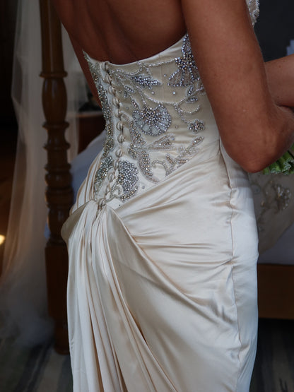 Embellished Corset Satin Wedding Dress