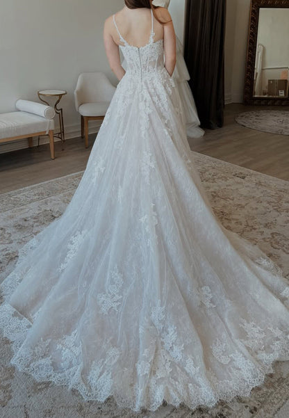 A-Line Lace Wedding Dress with Corset Bodice