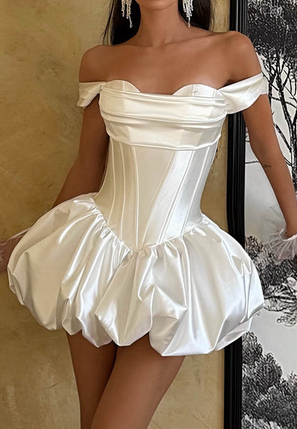 Off-the-Shoulder Corset Bubble Mini Dress