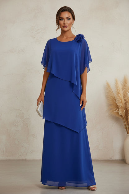 Asymmetrical Tiered Chiffon Evening Dress