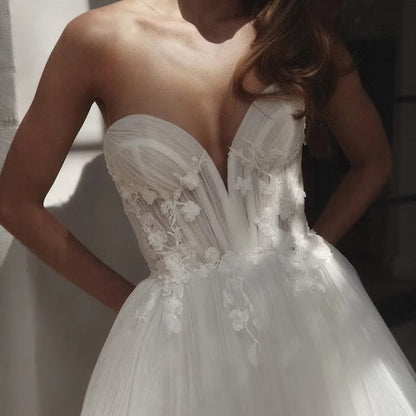 Off-the-Shoulder Tulle A-Line Wedding Dress