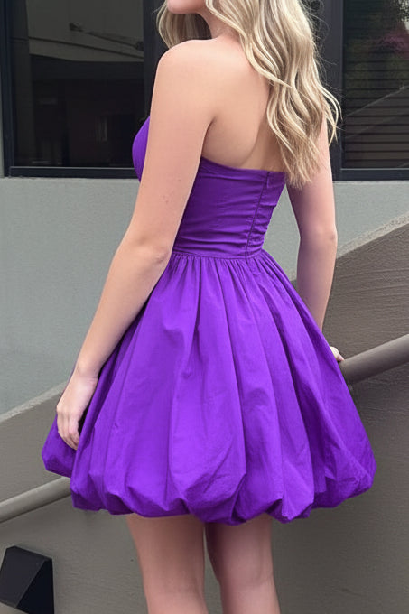Sweetheart Bow-Waist Bubble Hem Mini Dress