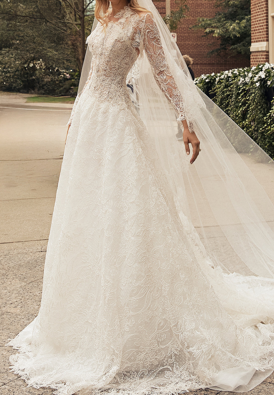 Lace A-Line Wedding Dress with Long Sleeves