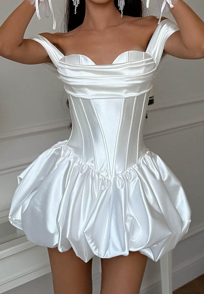 Off-the-Shoulder Corset Bubble Mini Dress