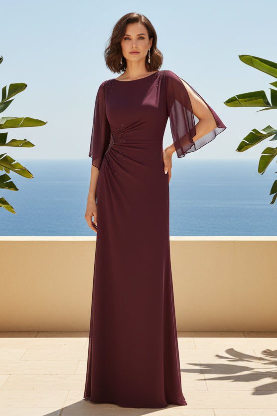 Chiffon Evening Gown with Cowl Back