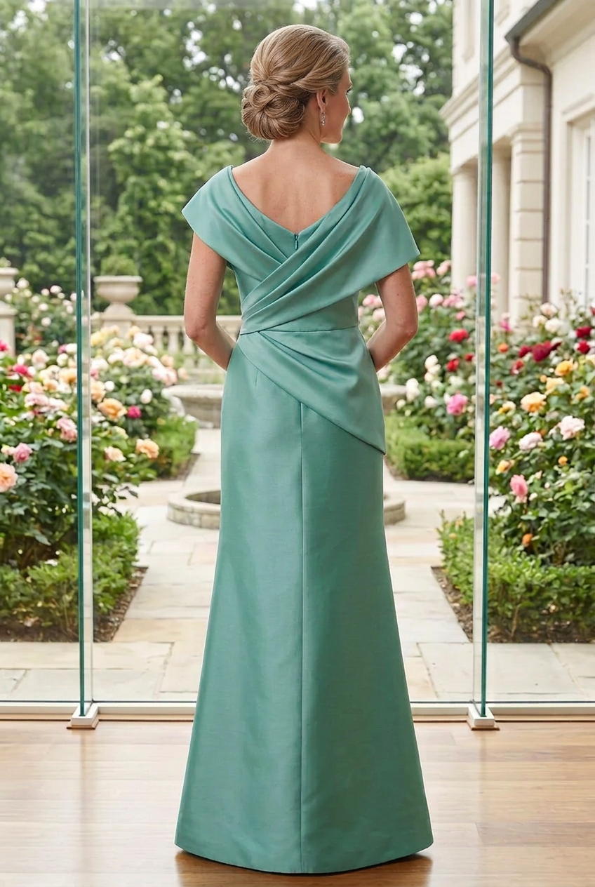 Embroidered Asymmetric Overlay Evening Dress