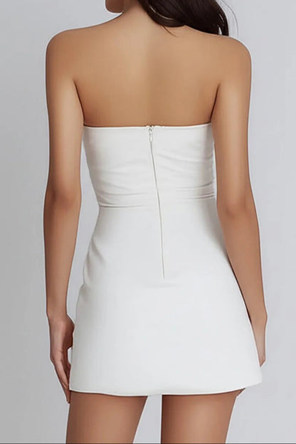 Strapless Ruched Sweetheart Fit and Flare Mini Dress