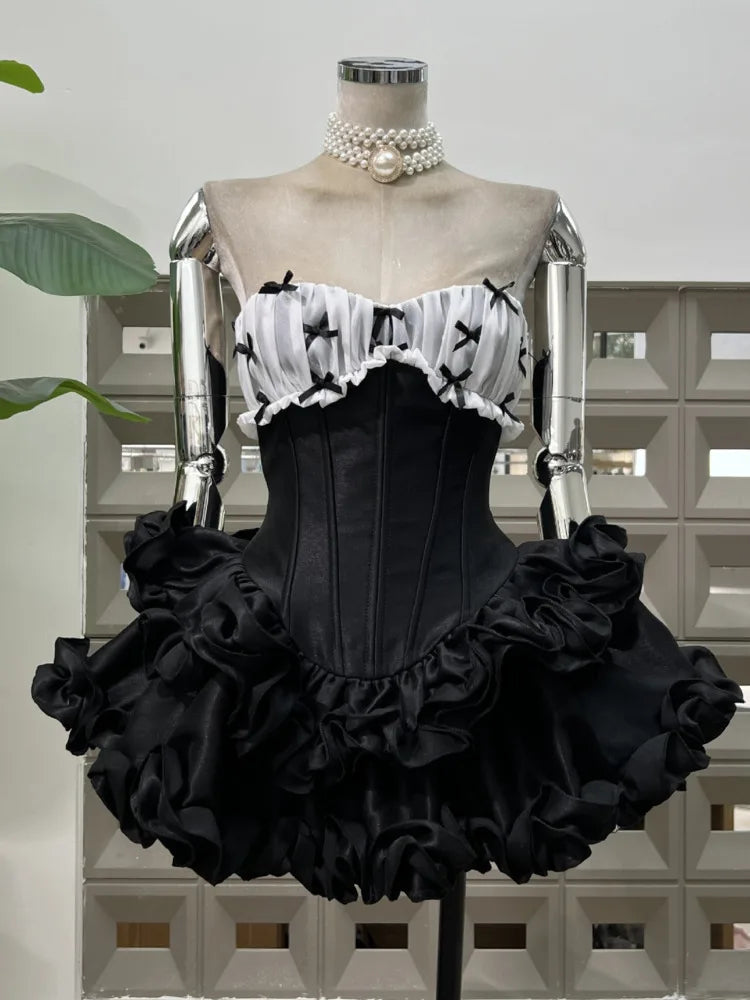 Strapless Corset Mini Dress with Tiered Ruffle Skirt