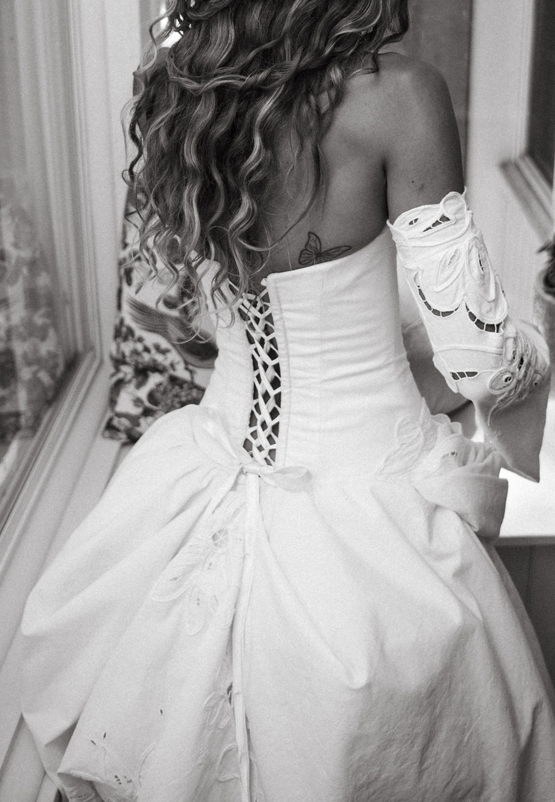 Corset Ball Gown Wedding Dress with Cutout Sleeves