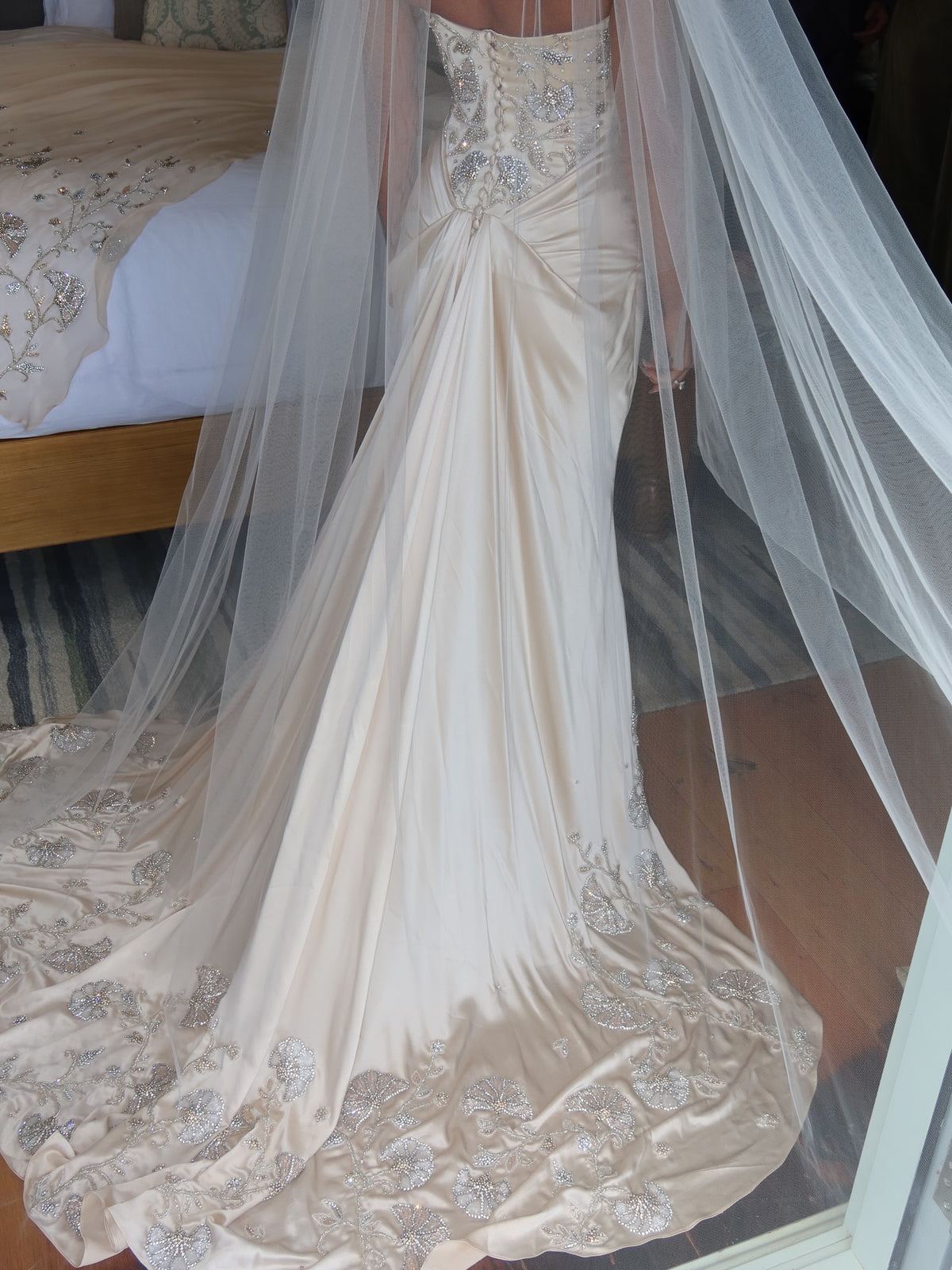 Embellished Corset Satin Wedding Dress