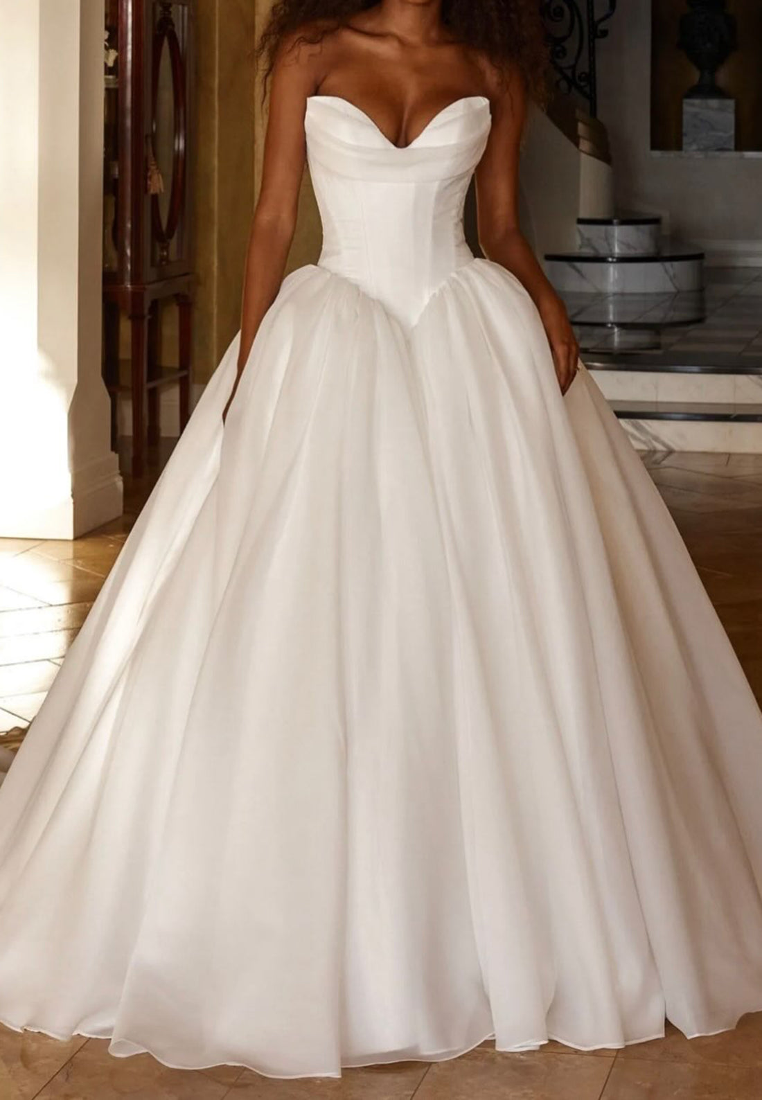 Corset Ball Gown Wedding Dress with Long Sleeves