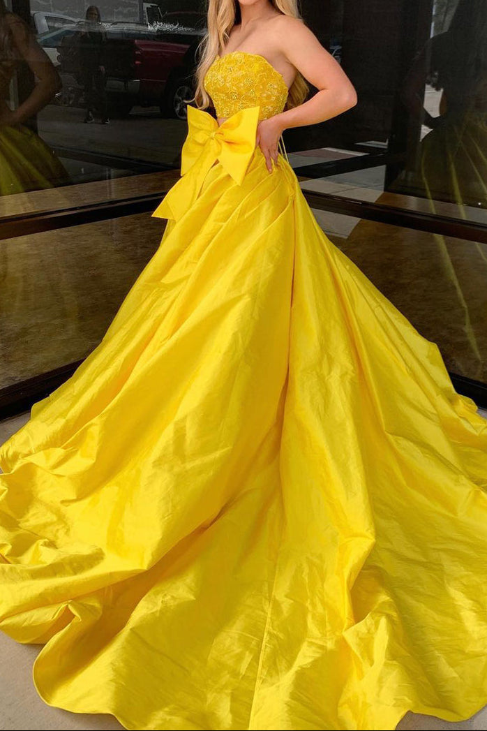 Strapless Two-Piece Ball Gown with Bow Detail