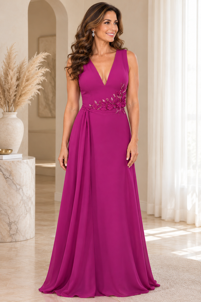 High Neck Cape Evening Gown with 3D Florals