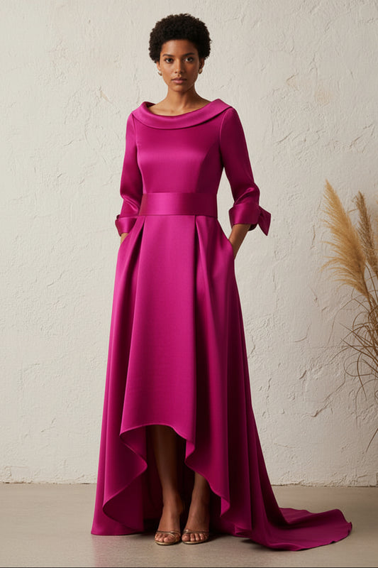 Structured A-Line High-Low Midi Dress