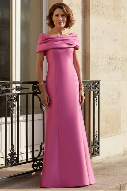 Off-the-Shoulder Satin Gown with Statement Back Bow