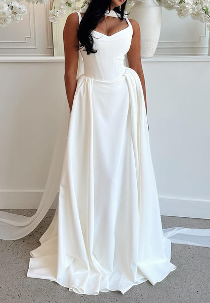 Corset Sweetheart A-Line Wedding Dress with Scarf