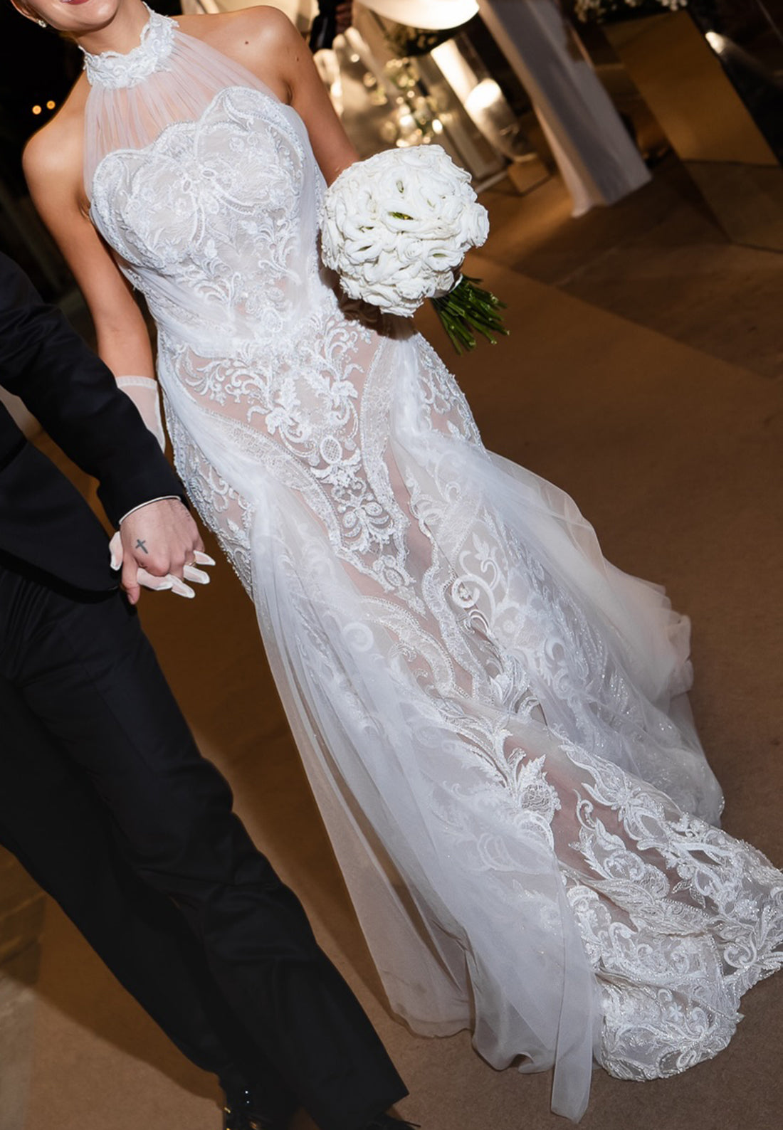 High Neck Lace Mermaid Wedding Dress