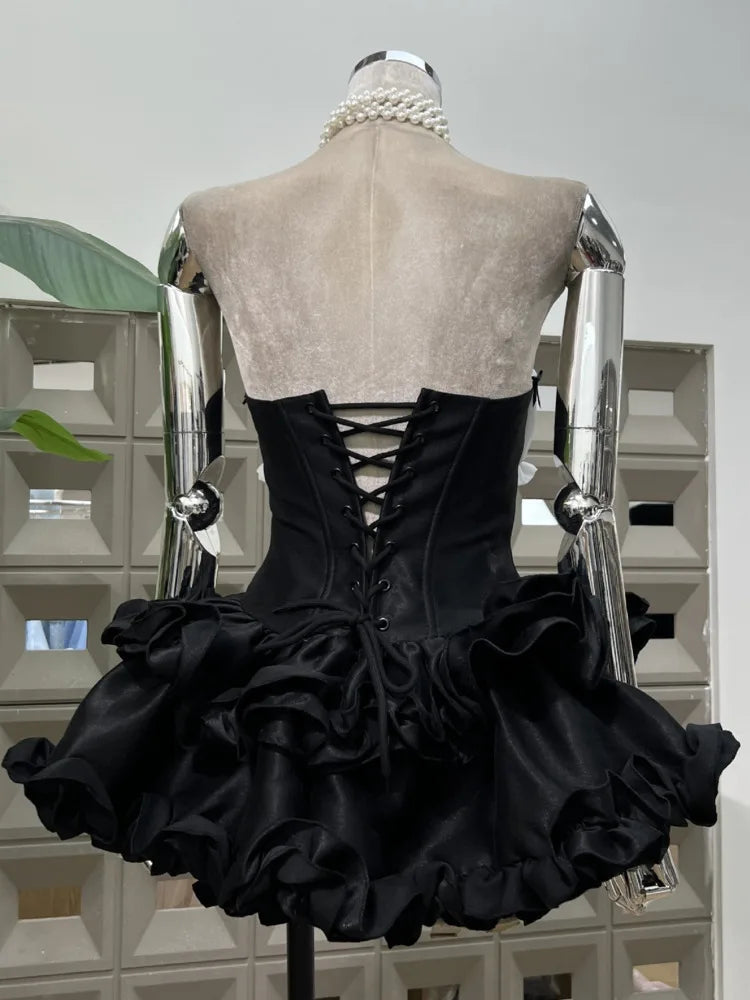 Strapless Corset Mini Dress with Tiered Ruffle Skirt