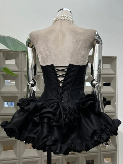 Strapless Corset Mini Dress with Tiered Ruffle Skirt