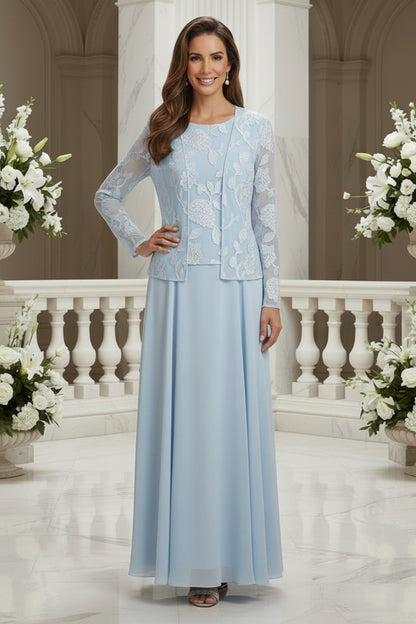 Chiffon A-Line Dress with Lace Jacket