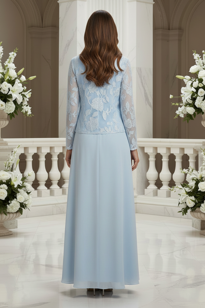 Chiffon A-Line Dress with Lace Jacket