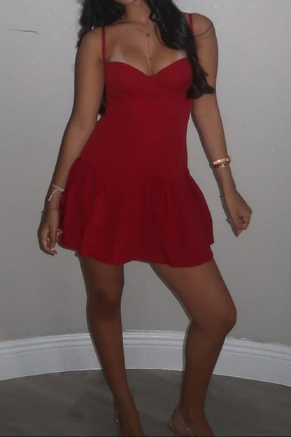 Sweetheart Fit and Flare Mini Dress with Bow Detail